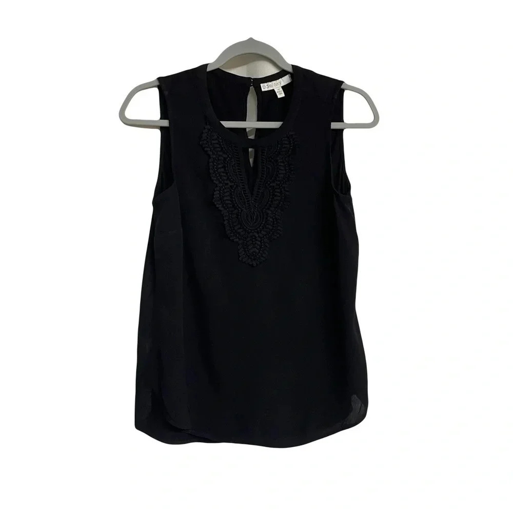 Pale Sky black medium tank with embroidered lace